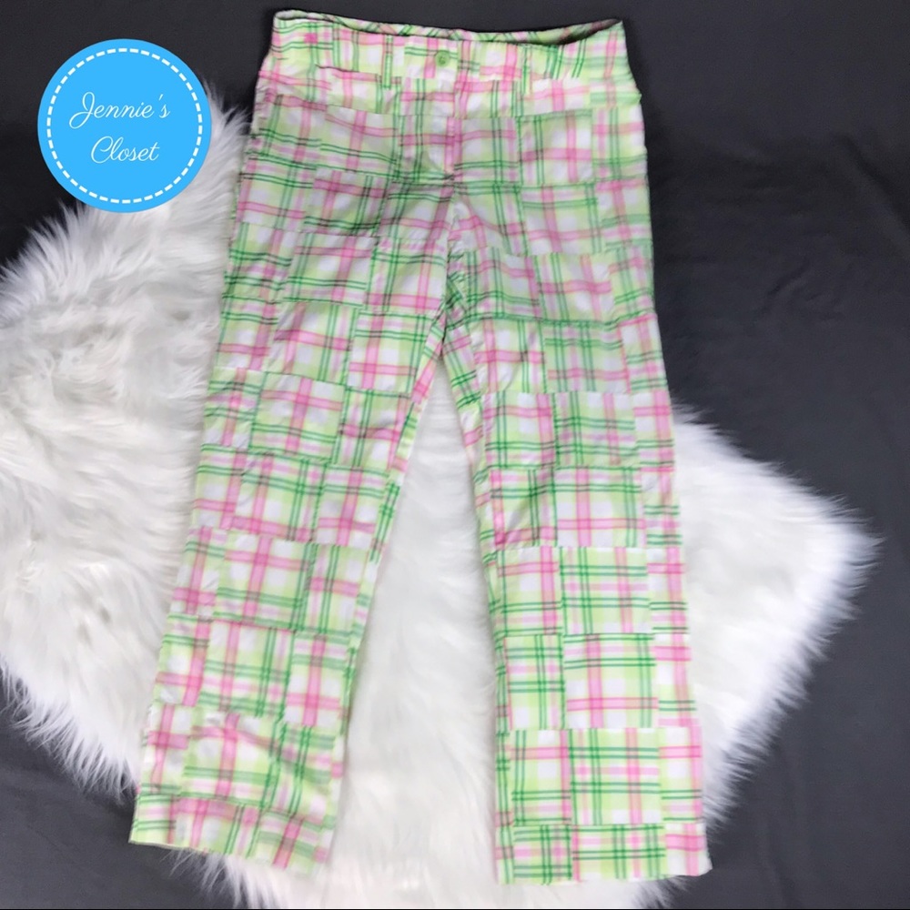 Lilly Pulitzer Plaid Patchwork Capri Pants 10